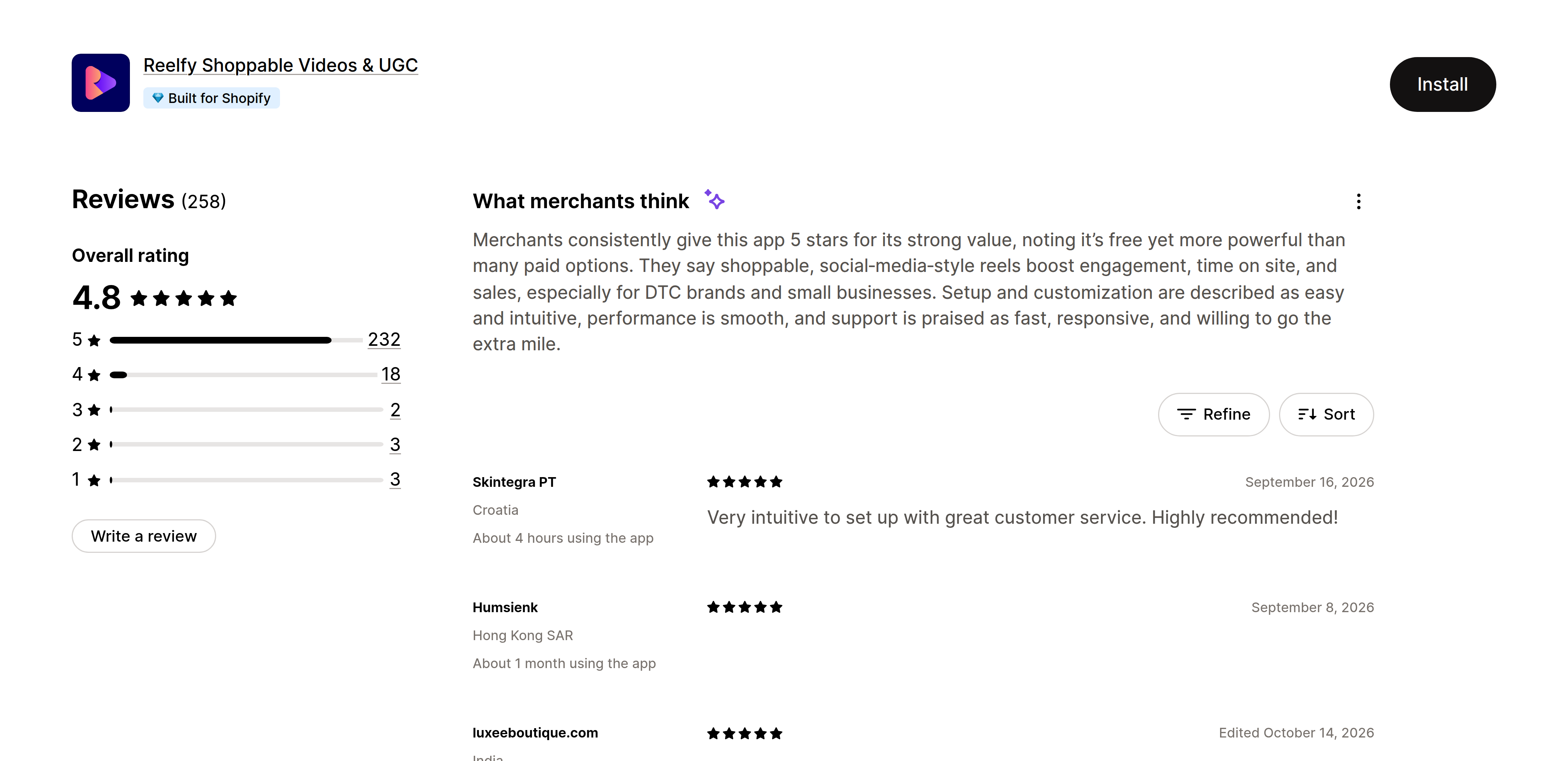 Shopify merchant reviews of Doran Shoppable Videos (Reelfy)