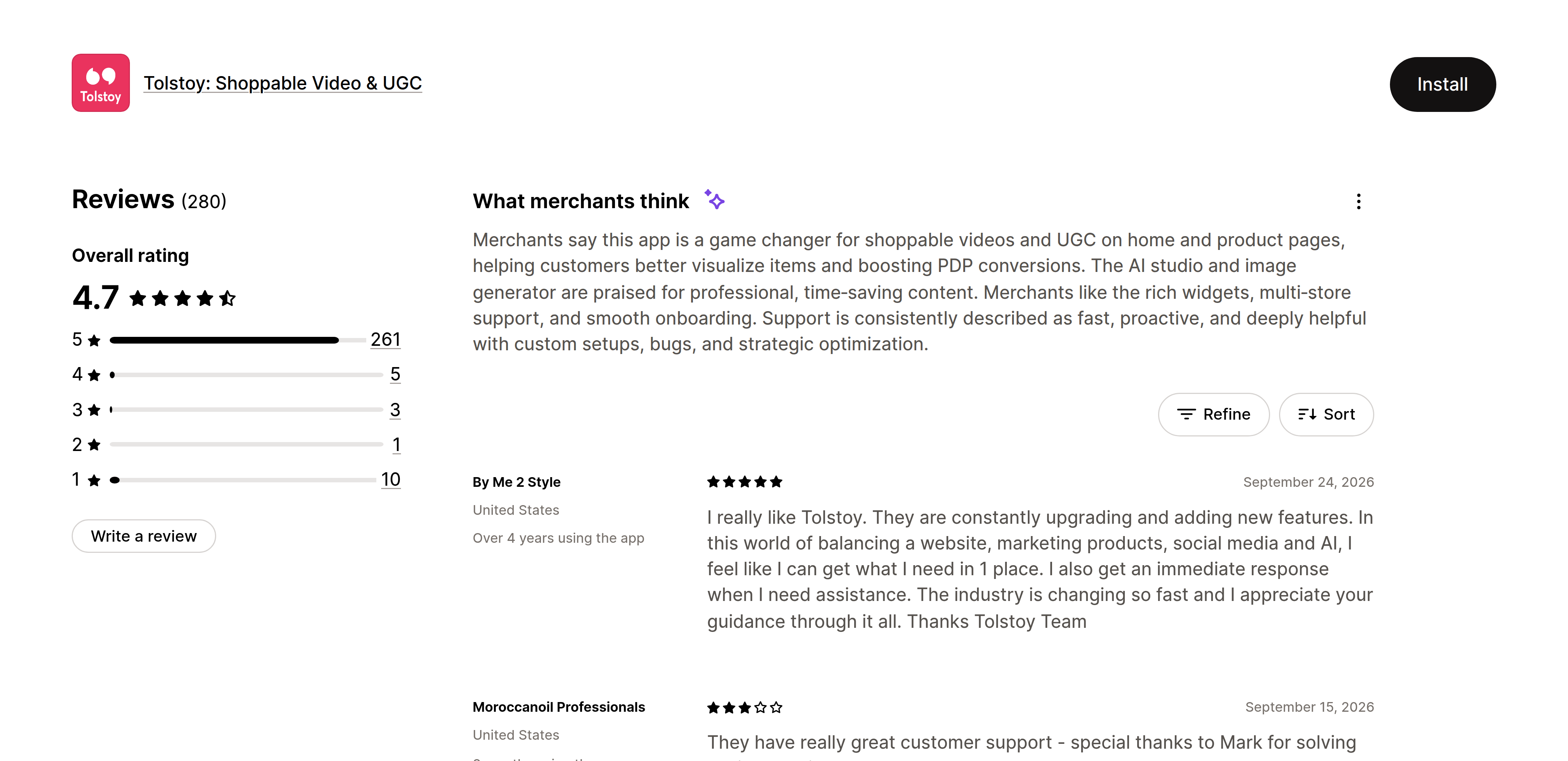 Shopify merchant reviews of Doran Shoppable Videos (Tolstoy)